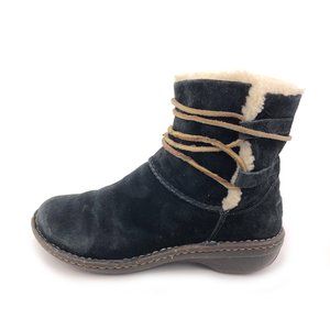 UGG Caspia Black Leather Winter Boots 7